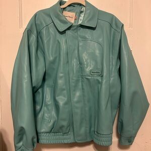 House of Sunny Light Blue Leather Jacket